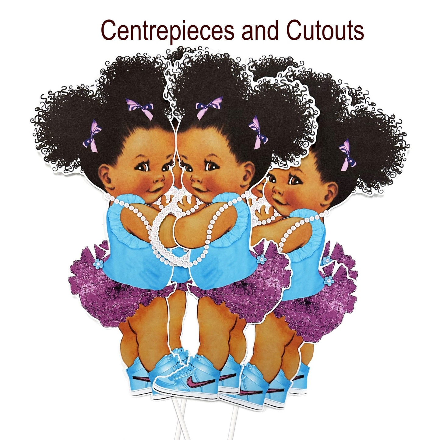 Baby Girl Centerpieces Cutouts Purple Blue Baby Shower Table Decoration -princess-princess baby shower