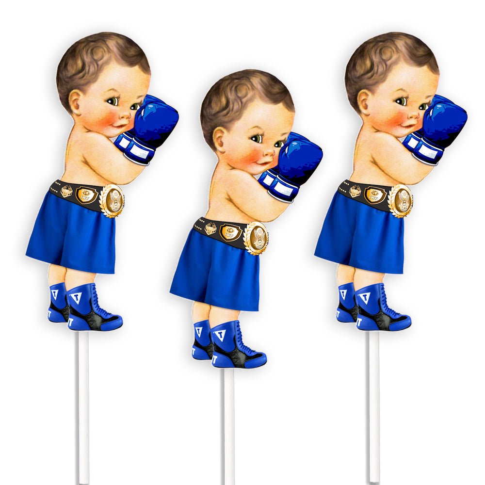 Blue Sport Baby Shower Centerpieces, African American Boxer Baby --