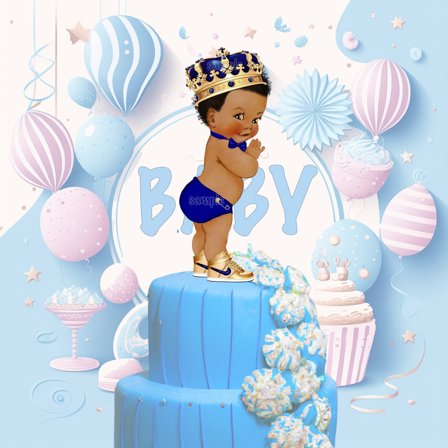 Bow Tie Royal Blue Prince Baby Shower Centerpieces Cutouts Birthday Party Decorations -prince-prince baby shower