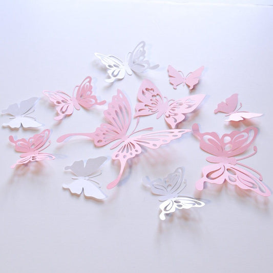 Butterfly Wall Decor Decals Baby Pink and White Room Decoration -butterfly-