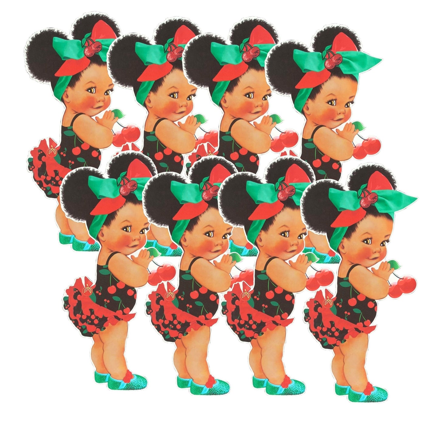 Cherry Girl Centerpieces Cutouts Baby Shower Birthday Party Decor -cherry-cherry baby shower