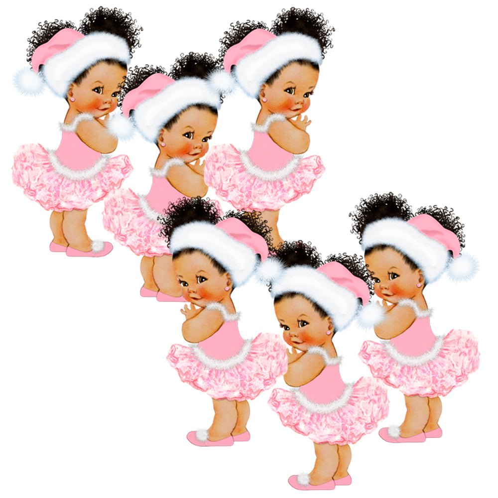 Christmas Ballerina Pink White Santa Hat Birthday Centerpieces Baby Shower Table Decor -princess-princess baby shower