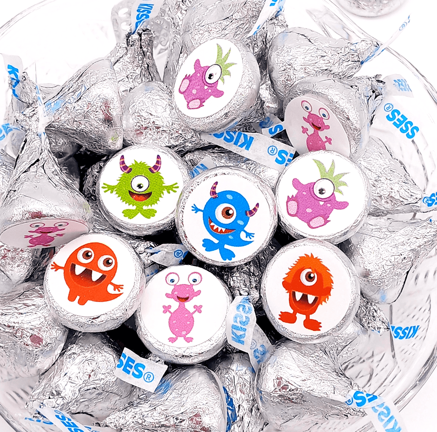 Cute Monster Labels Stickers First Birthday Baby Shower Candy Bar Decoration -candy labels-monster