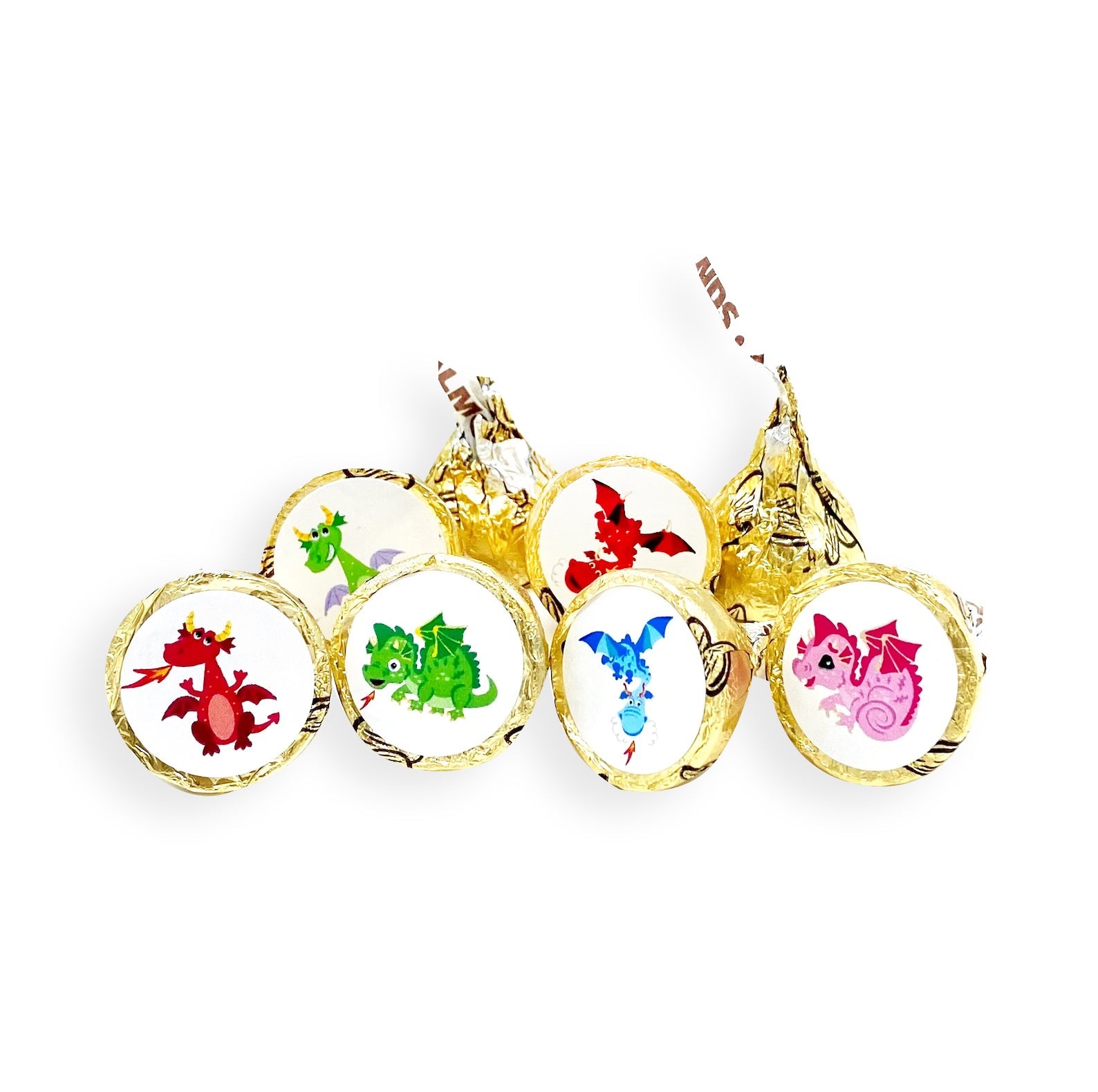 Dragon Candy Stickers Kiss Round Candy Bar Party Favors -candy labels-dragon