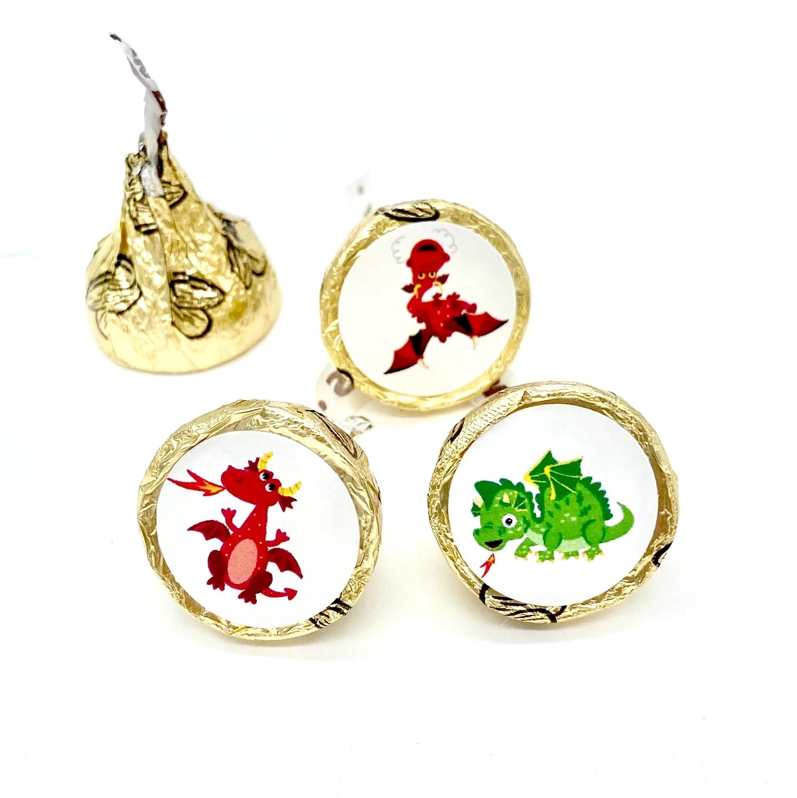 Dragon Candy Stickers Kiss Round Candy Bar Party Favors -candy labels-dragon