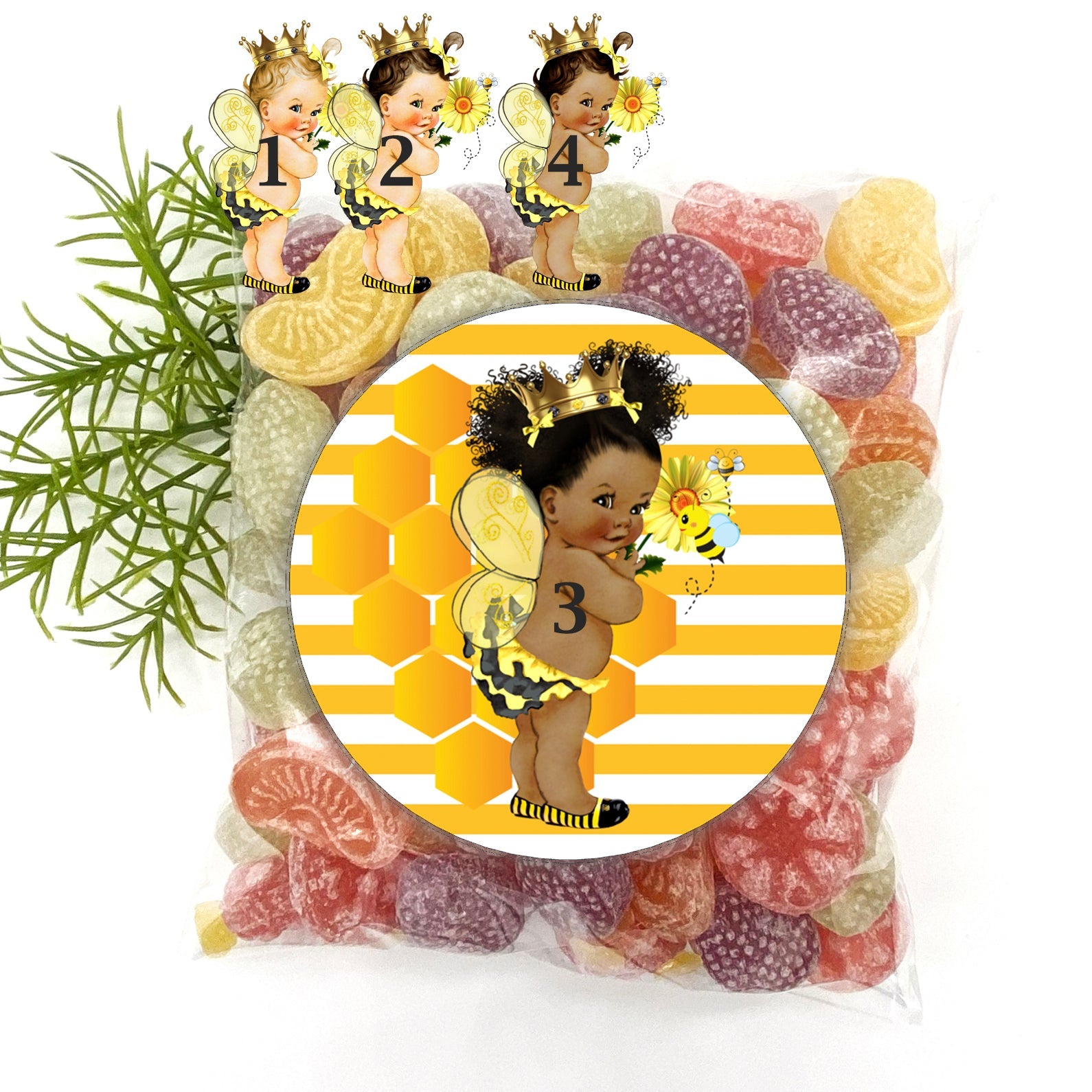Little Bee Princess Girl Labels Party Favor Candy Bar Decoration -bee-bee decorations