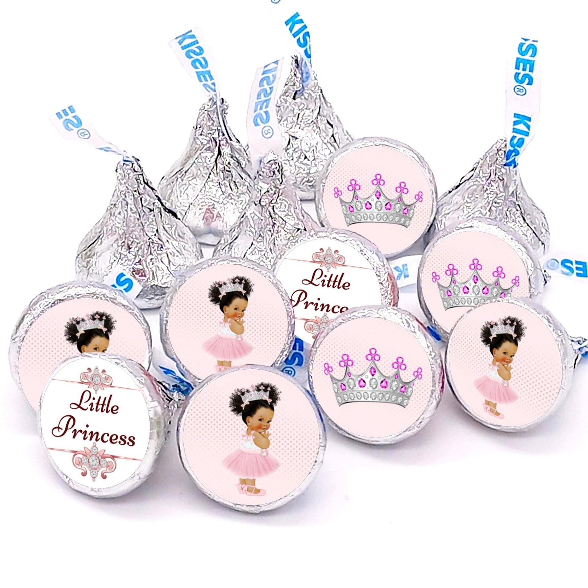 Little Princess Pink Tulle Silver Crown Labels for Candy Bar Baby Shower Birthday Decoration -candy labels-pink princess