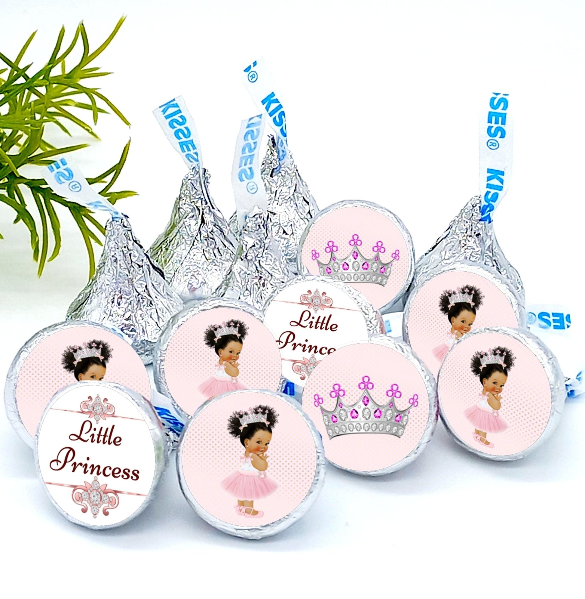 Little Princess Pink Tulle Silver Crown Labels for Candy Bar Baby Shower Birthday Decoration -candy labels-pink princess