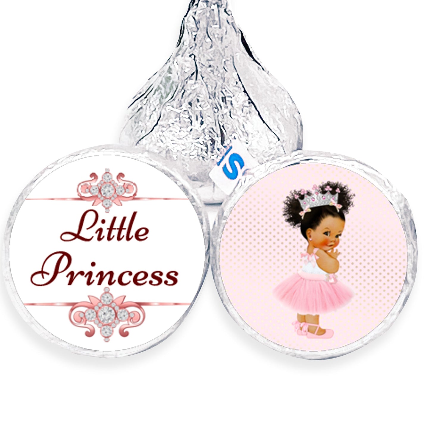 Little Princess Pink Tulle Silver Crown Labels for Candy Bar Baby Shower Birthday Decoration -candy labels-pink princess