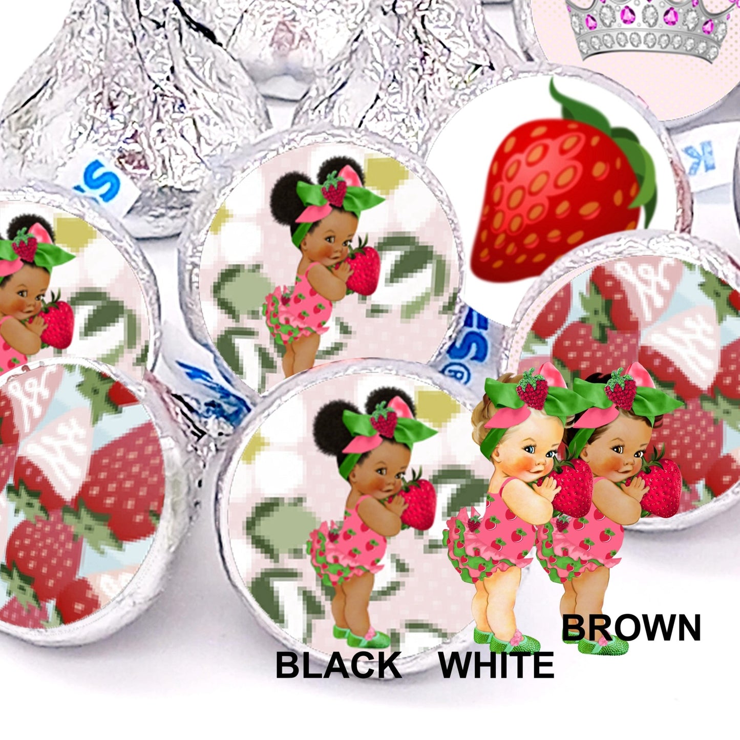 Little Strawberry Girl Labels Stickers for Baby Shower Birthday Party Favors Decor -candy labels-princess
