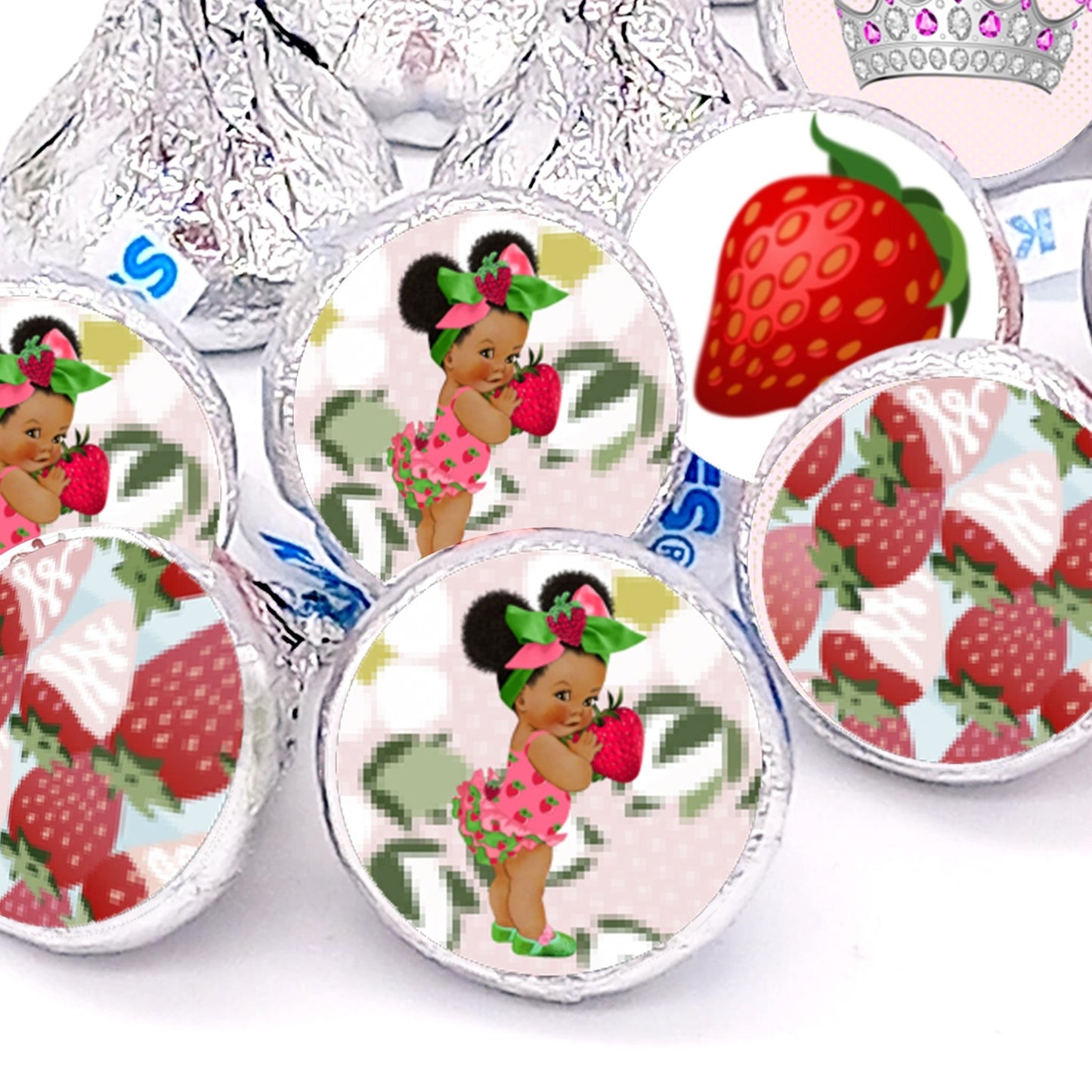 Little Strawberry Girl Labels Stickers for Baby Shower Birthday Party Favors Decor -candy labels-princess