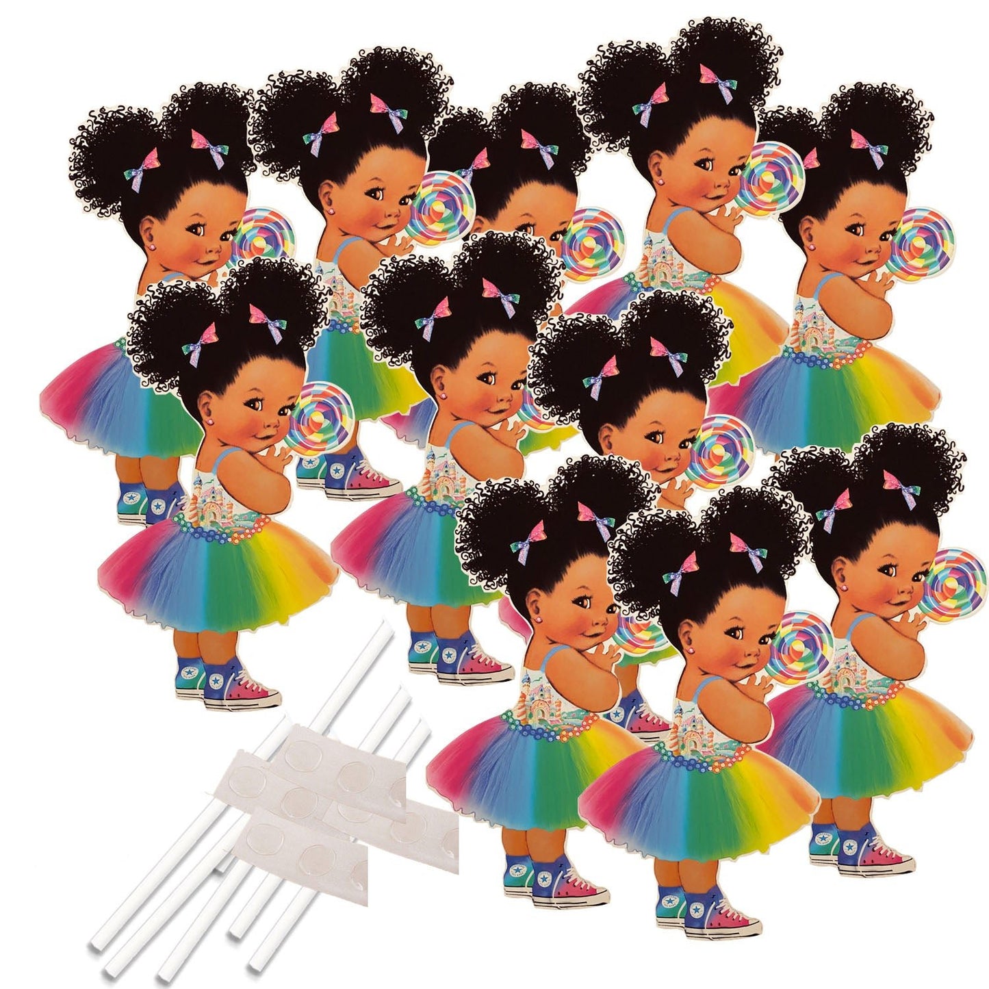 Lollipop Girl Cake Toppers DIY African American Candy Birthday --