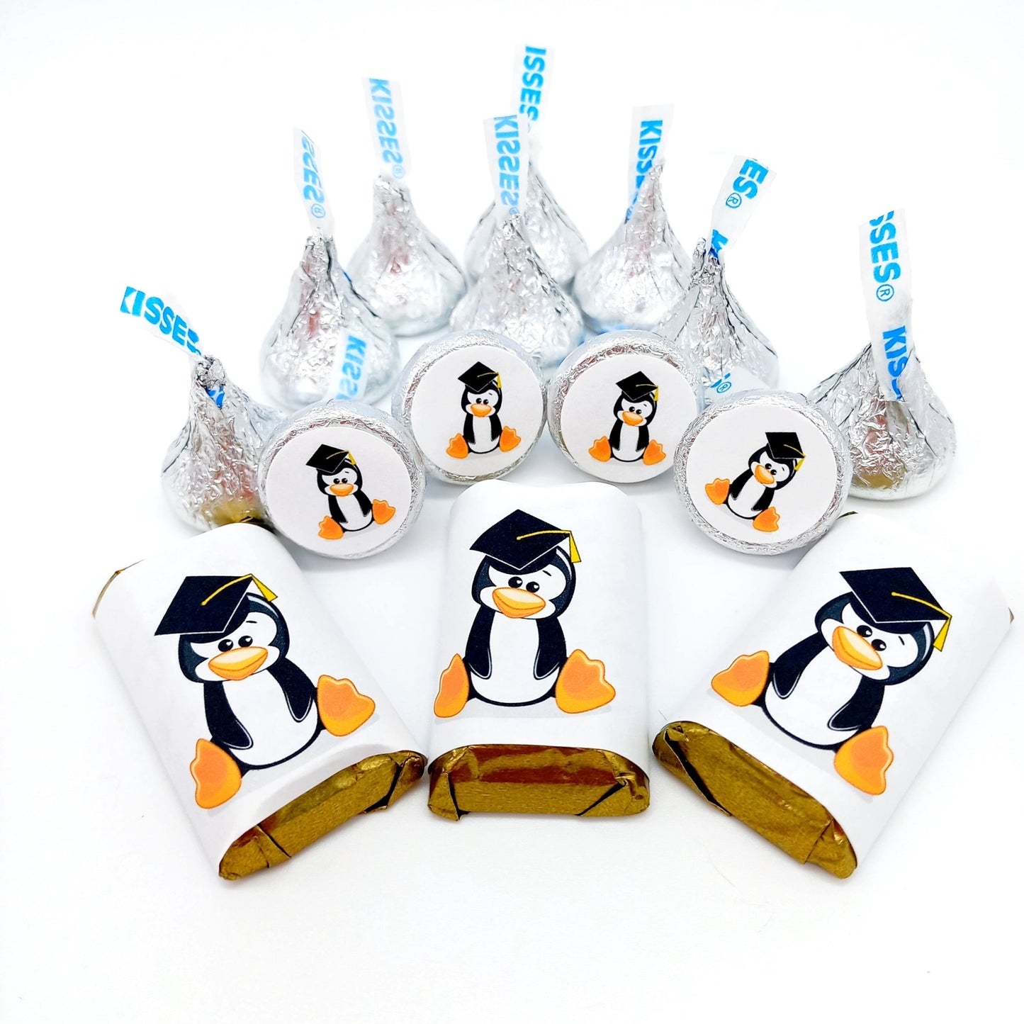 Penguin Graduate Party Favor Candy Labels Stickers -candy labels-Penguin Graduate Labels