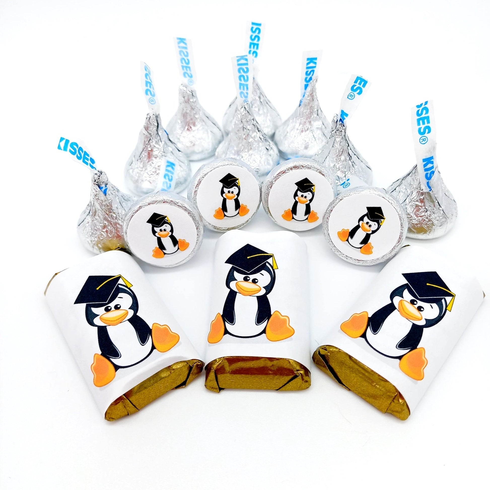 Penguin Graduate Party Favor Candy Labels Stickers -candy labels-Penguin Graduate Labels