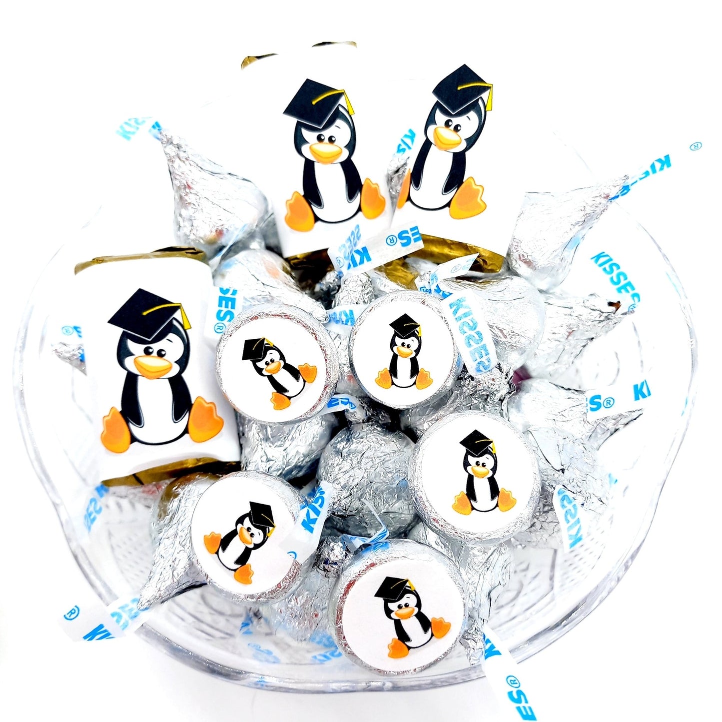 Penguin Graduate Party Favor Candy Labels Stickers -candy labels-Penguin Graduate Labels