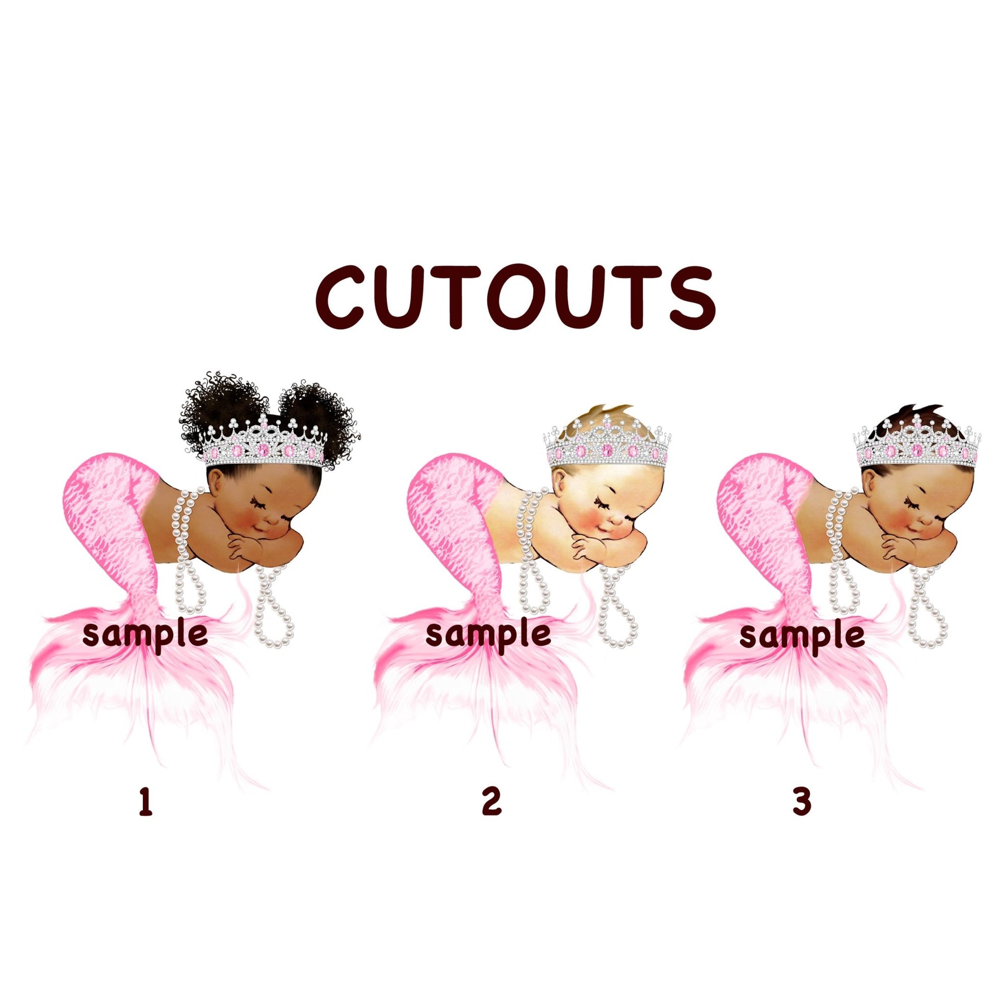 Pink Mermaid Cutouts Princess Baby Shower Birthday Party Decoration Centerpieces -princess-princess baby shower