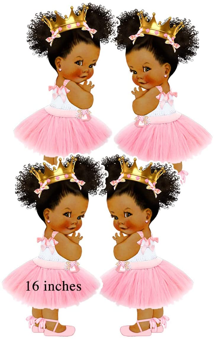 Pink Princess Cutouts African American Baby Shower Birthday Decor -princess-princess baby shower