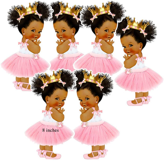 Pink Princess Cutouts African American Baby Shower Birthday Decor -princess-princess baby shower