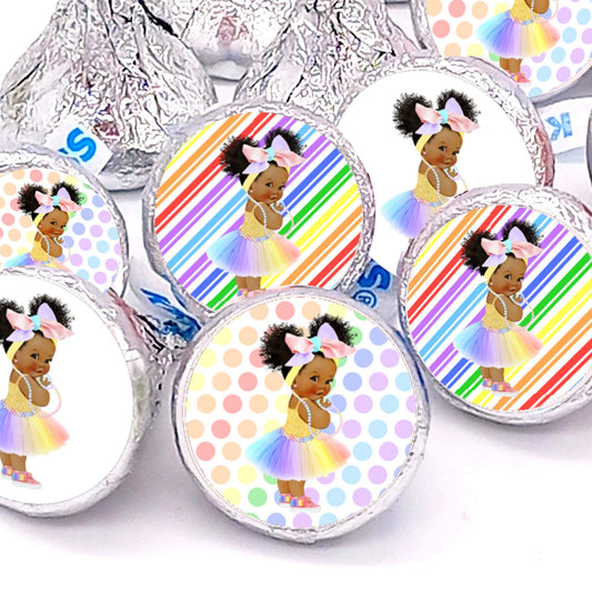 Rainbow Princess Labels Stickers for Candy Bar Baby Shower Birthday Decoration -candy labels-princess