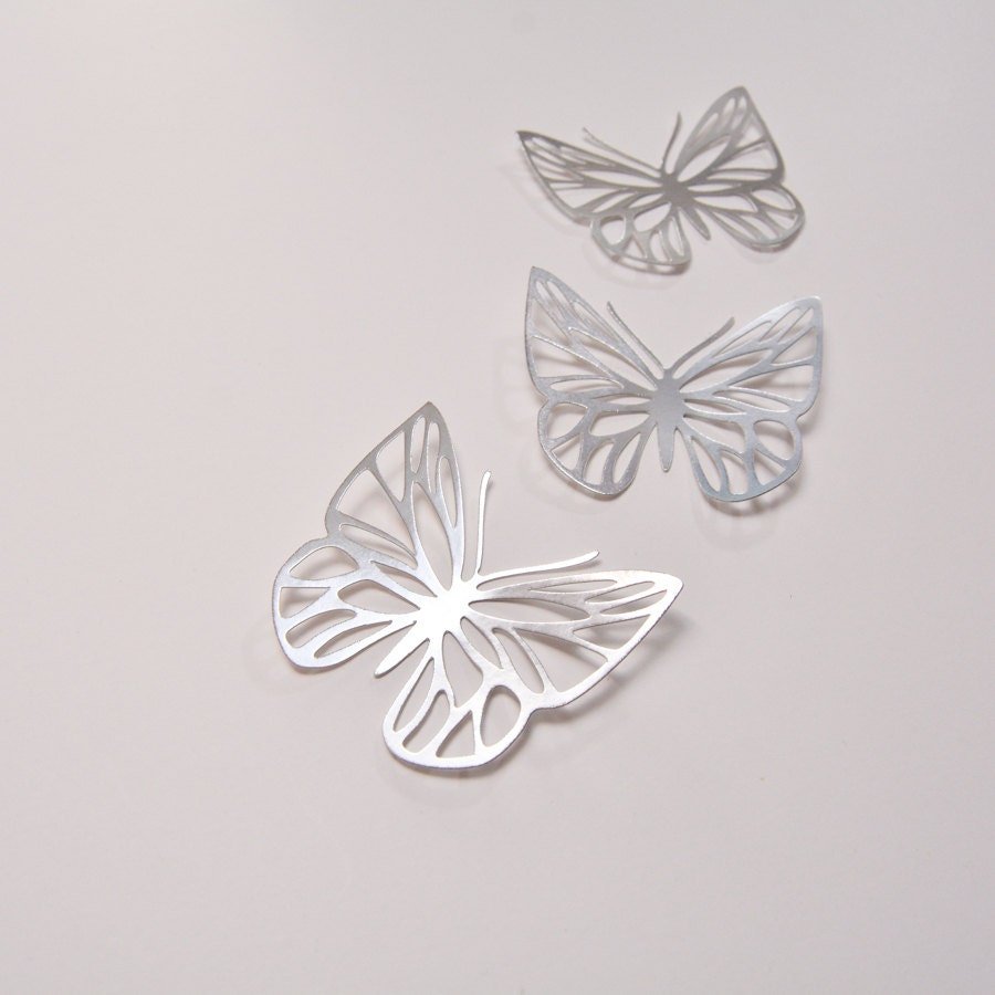 Silver Foil Paper Butterflies Wall Stickers for Room Decoration, Baby Shower Birthday Decor -butterfly-