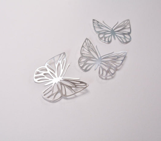 Silver Foil Paper Butterflies Wall Stickers for Room Decoration, Baby Shower Birthday Decor -butterfly-