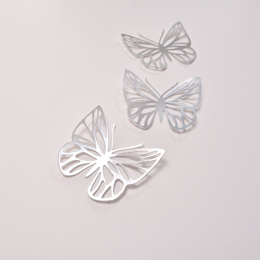 Silver Foil Paper Butterflies Wall Stickers for Room Decoration, Baby Shower Birthday Decor -butterfly-