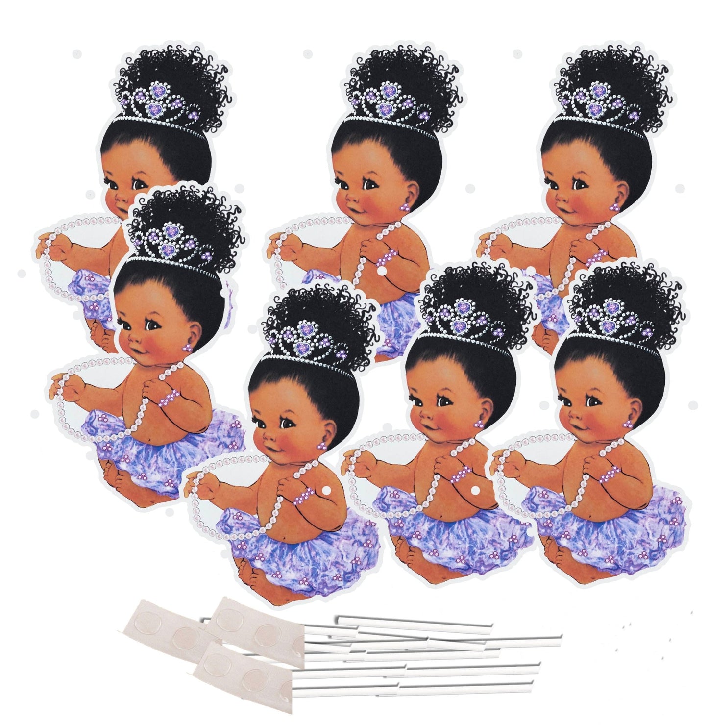 Sitting Lavender Princess Cake Toppers DIY African American Baby Girl --