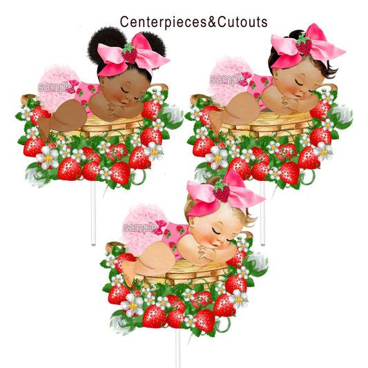 Strawberry Slipping Baby Shower Centerpieces Cutouts Party Decoration -slipping baby strawberry-strawberry