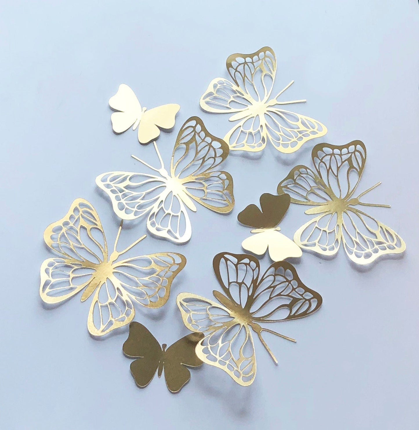 Unique Gold Foil Paper Butterflies Decal Wall Decor -butterfly-