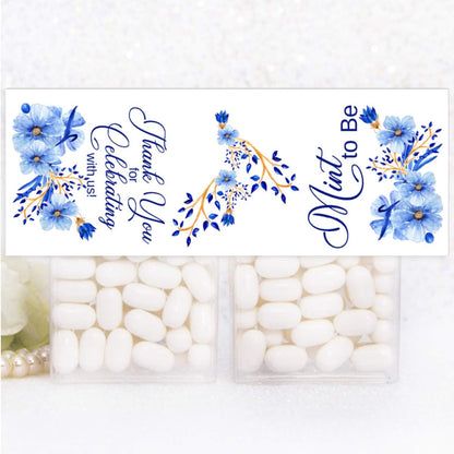24 Blue Floral Tic Tac Favor Wedding Birthday Labels