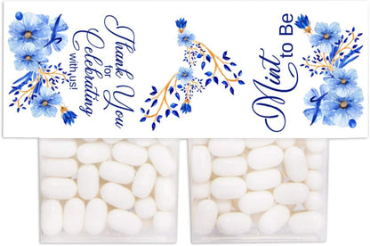 24 Blue Floral Tic Tac Favor Wedding Birthday Labels