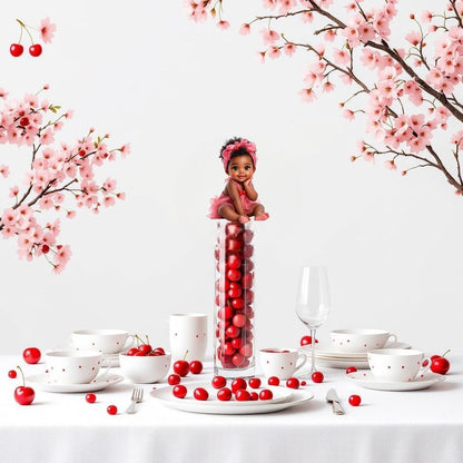 Cherry Girl Baby Shower Cutouts DIY Centerpieces, Table Party Decorations Supplies (10.5" One Centerpiece)