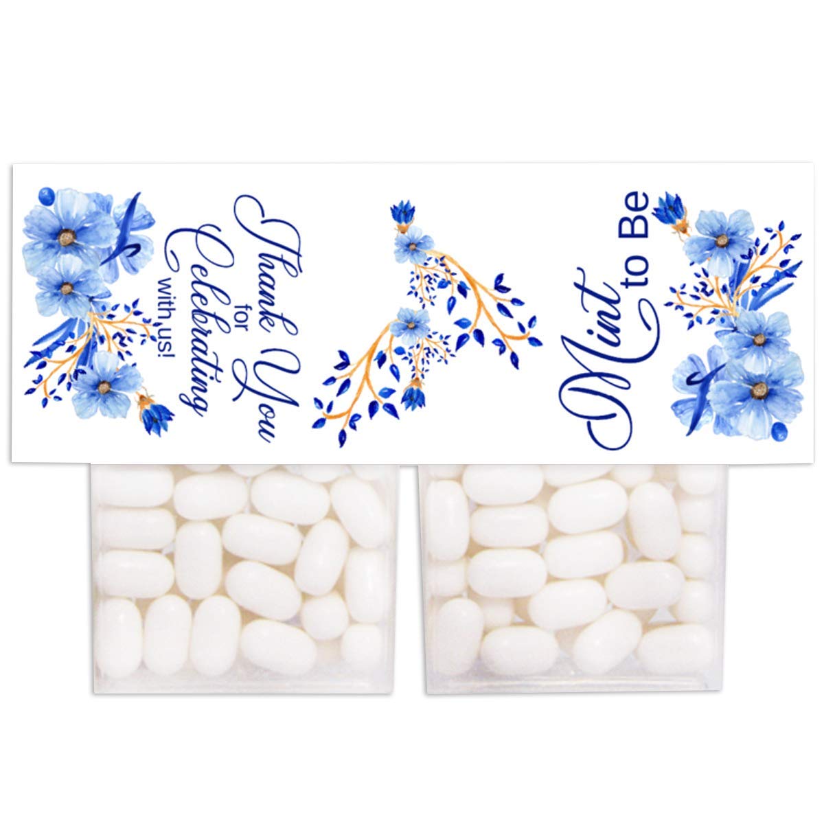 24 Blue Floral Tic Tac Favor Wedding Birthday Labels
