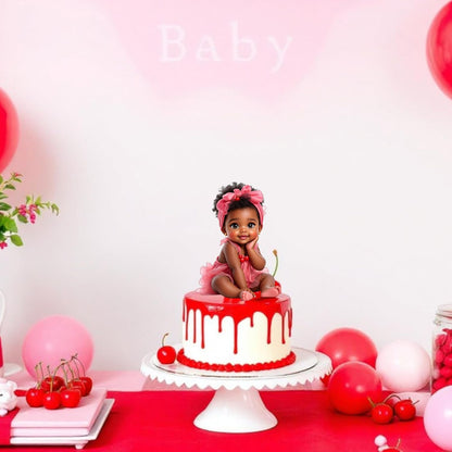 Cherry Girl Baby Shower Cutouts DIY Centerpieces, Table Party Decorations Supplies (10.5" One Centerpiece)