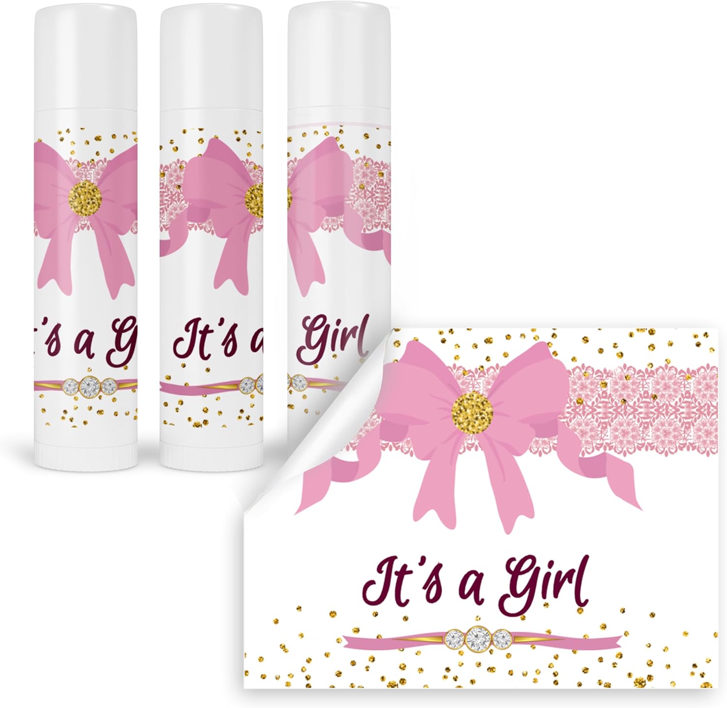 Baby Shower Labels It's a Girl Stickers Party Favor Decoration Lip Balm Labels