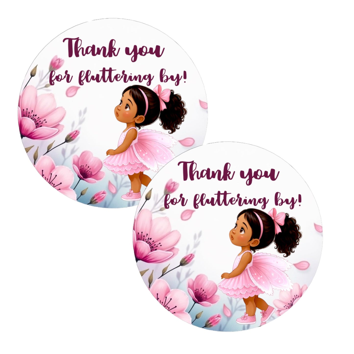 40 Fairy Garden Party Decorations Labels Stickers Birthday Party (African American)