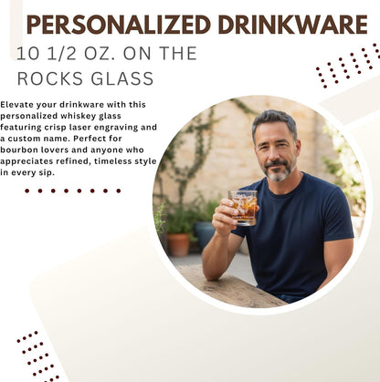 Personalized Whiskey Rocks Glass Farm Animals, Laser Engraved 10.5 oz Old Fashioned Bourbon Glass, Custom Name Barware for Dad Husband Farmhouse Style (Alpaca)