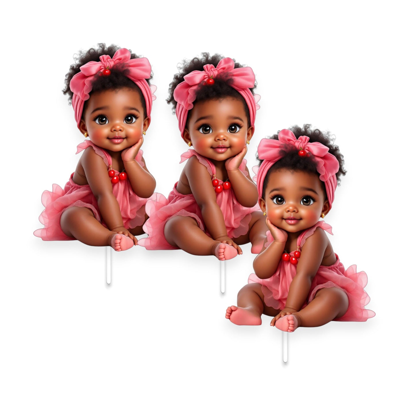 Cherry Girl Baby Shower Cutouts DIY Centerpieces, Table Party Decorations Supplies (10.5" One Centerpiece)