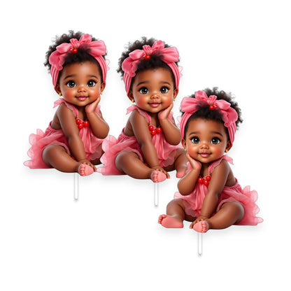Cherry Girl Baby Shower Cutouts DIY Centerpieces, Table Party Decorations Supplies (10.5" One Centerpiece)