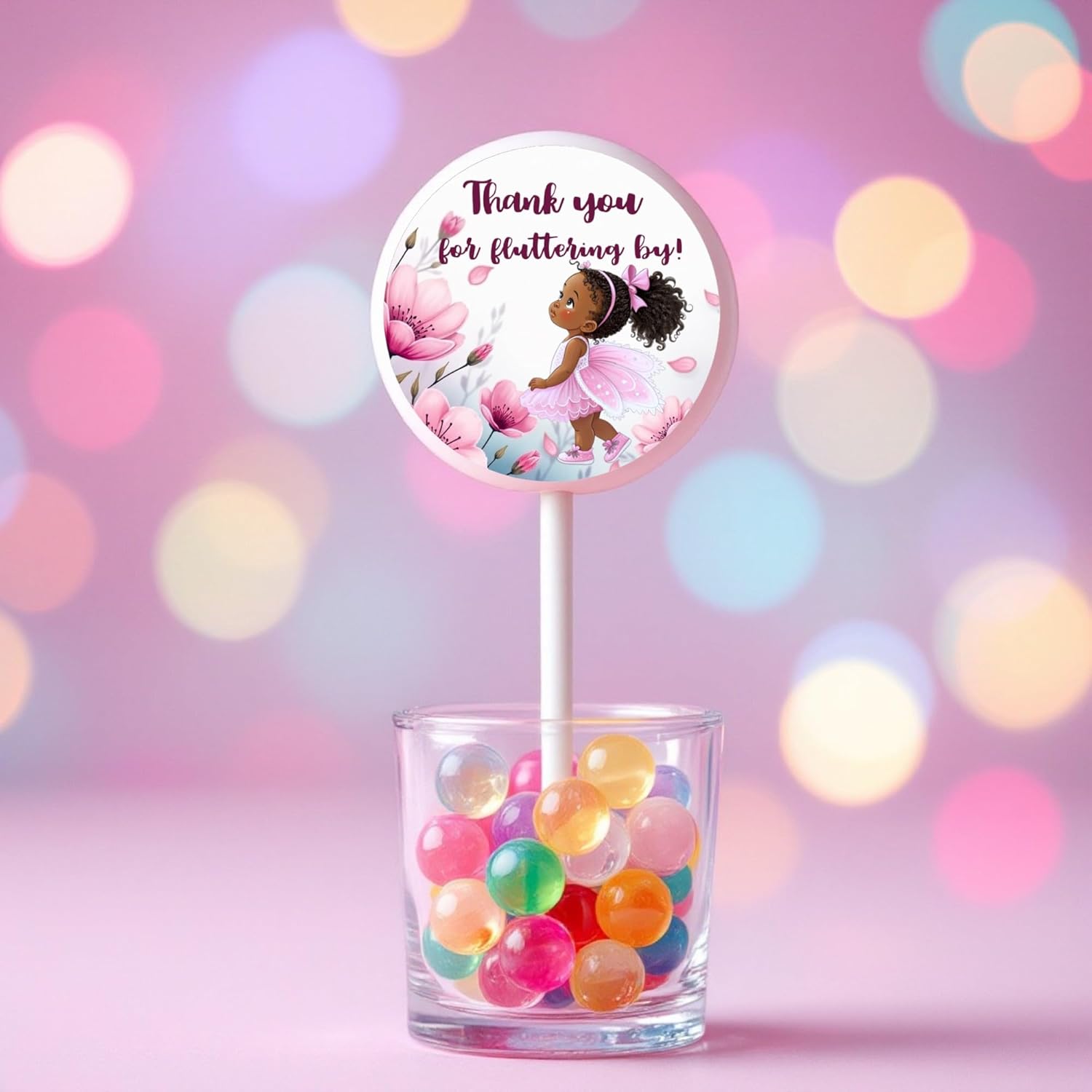 40 Fairy Garden Party Decorations Labels Stickers Birthday Party (African American)