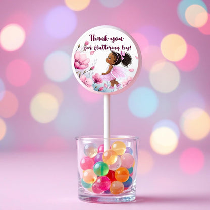 40 Fairy Garden Party Decorations Labels Stickers Birthday Party (African American)