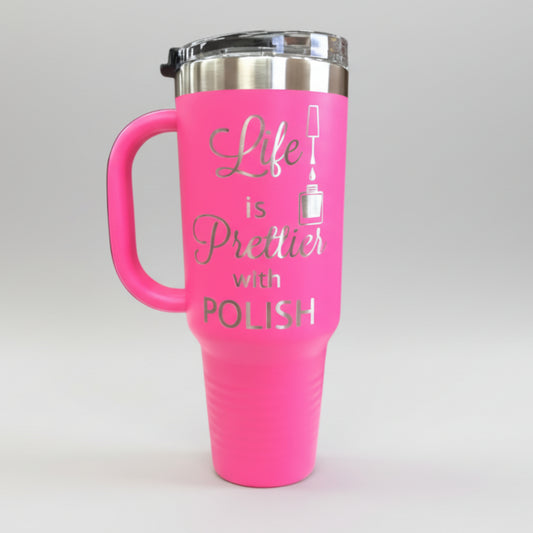 Personalized 40 oz Nail Salon Tumbler with Handle, Gift for Nail Techs