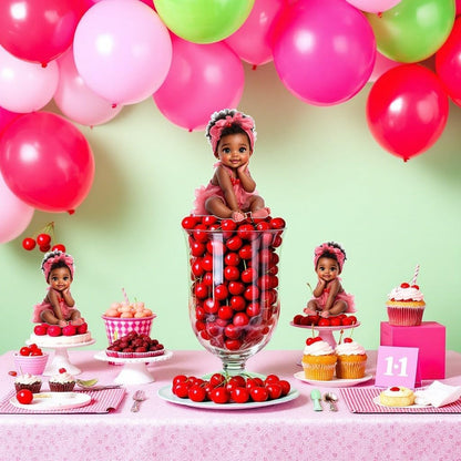 Cherry Girl Baby Shower Cutouts DIY Centerpieces, Table Party Decorations Supplies (10.5" One Centerpiece)