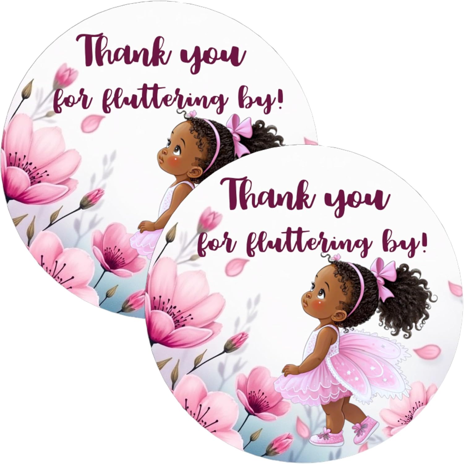 40 Fairy Garden Party Decorations Labels Stickers Birthday Party (African American)