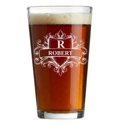 Custom Beer Pint Glass 16 oz Personalized Glasses for Men, Women, Friends Family, Wedding Birthday Drinkware (1, Design 1)