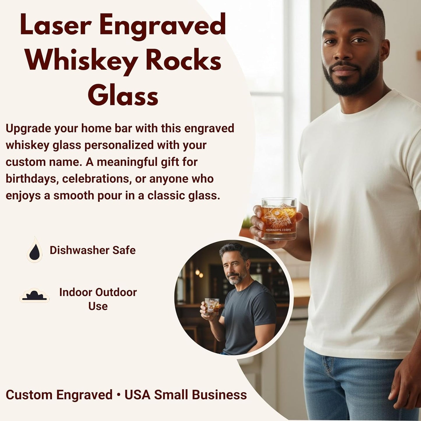 Personalized Whiskey Rocks Glass Farm Animals, Laser Engraved 10.5 oz Old Fashioned Bourbon Glass, Custom Name Barware for Dad Husband Farmhouse Style (Alpaca)