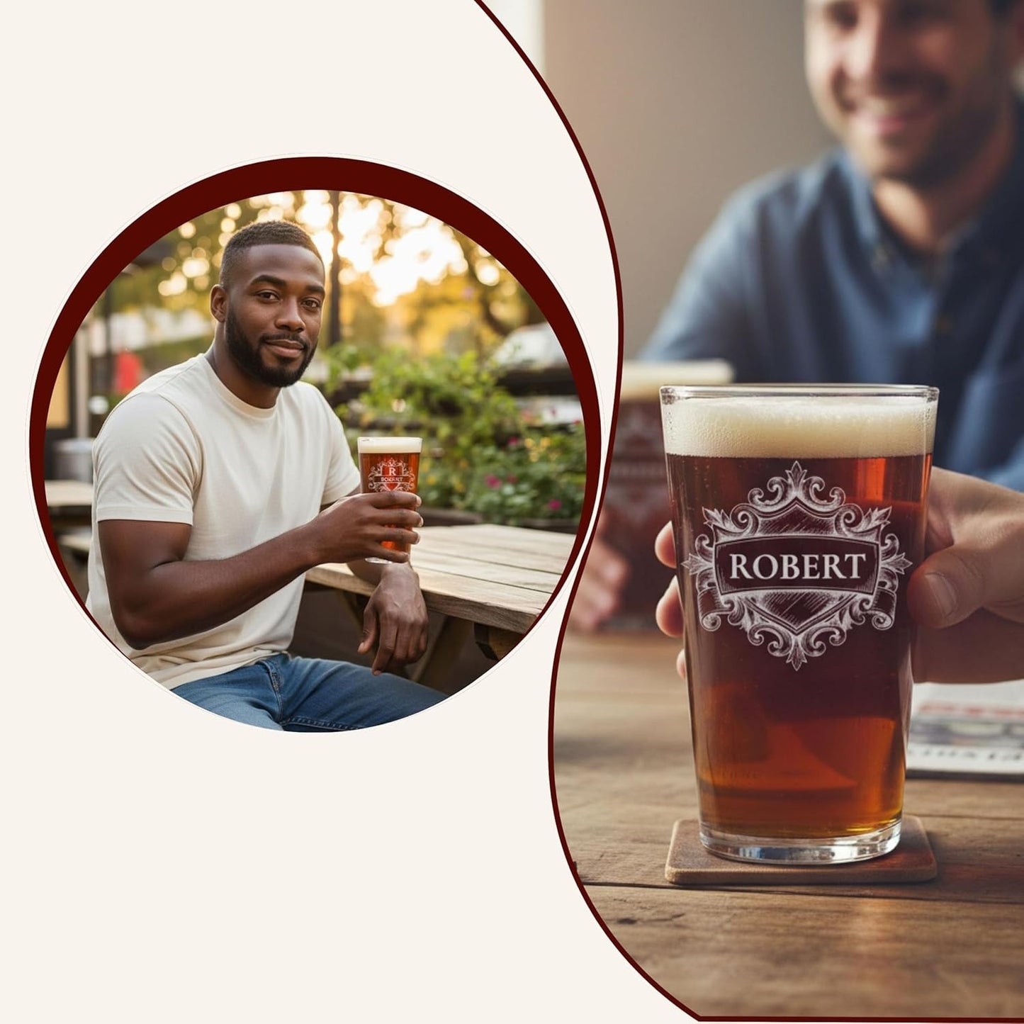 Custom Beer Pint Glass 16 oz Personalized Glasses for Men, Women, Friends Family, Wedding Birthday Drinkware (1, Design 1)