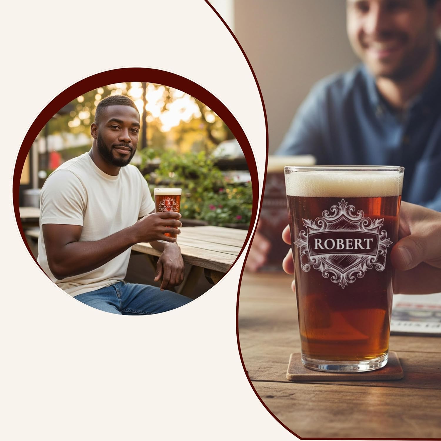 Custom Beer Pint Glass 16 oz Personalized Glasses for Men, Women, Friends Family, Wedding Birthday Drinkware (1, Design 1)