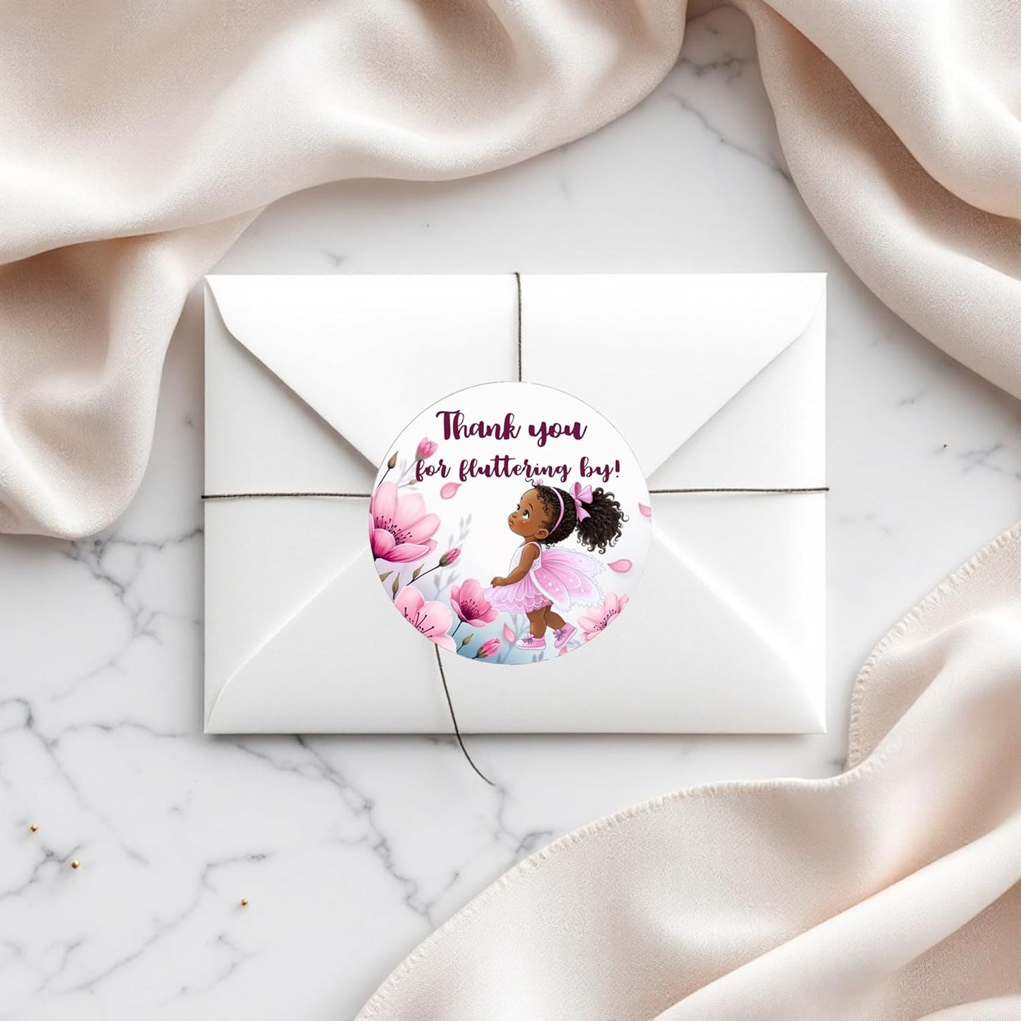 40 Fairy Garden Party Decorations Labels Stickers Birthday Party (African American)