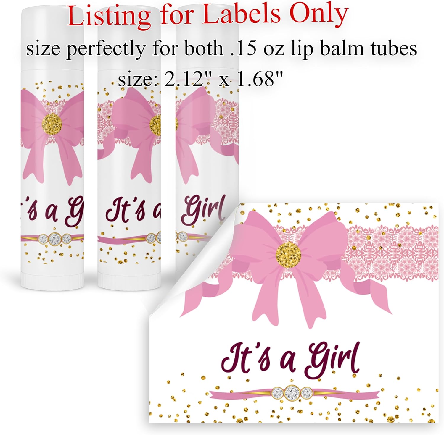 Baby Shower Labels It's a Girl Stickers Party Favor Decoration Lip Balm Labels